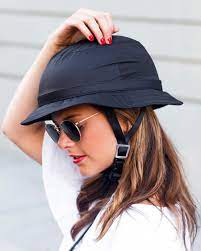 Yakkay Tokyo Black Rain Bike Helmet A Basic Black Hat Style In A Sleek Water Resistant Fabrication Bike Helmet Cool Bike Helmets Bicycle Chic