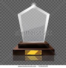 Empty Realistic Glass Trophy Statue With Empty Golden Board Promotional Objects Mock Up New Items From My Portfolio Pinterest Glass Trophies