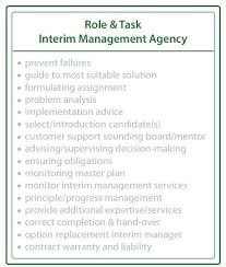 Role Task Interim Management Agency Management Business Problems Assignment Problem