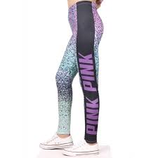 Fccexio 2019 New Design Women Leggings Pink Letter Love Printed Leggins Fitness Legging Sexy Slim High Waist Woman Pink Pants