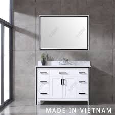 Bathrooms can be calm and relaxing, even on weekday mornings. China 48inch Free Standing Solid Wood Bathroom Vanity Matt White Cabinet Double Sink China Transitional Wall Mounted