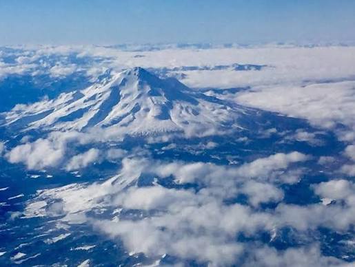 Mt. Shasta view from airplane window