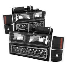 Headlights Halo Led Crystal Xenon 94 98 Chevy C K C 10 1500 2500 3500 92 99 Tahoe 92 99 Suburban 94 9 Chevy Suburban Custom Silverado 1998 Chevy Silverado