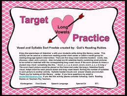Target Practice Long Vowels Valentine Sorting Center Long