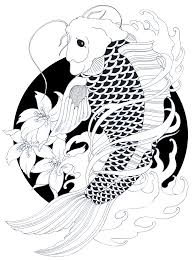 Black And White Koi Fish Tattoo With Flowers Koifish By Zakariaseatworld On Deviantart Koi Fish Drawing Fish Drawings Black Koi Fish
