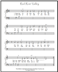 Quick guide on how to read the letter notes Red River Valley Sheet Music For Piano 4 Levels