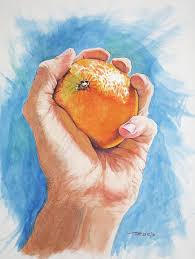 Hand Holding Orange By Christopher Reid Orange Painting Painting Orange