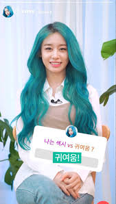 Hair color turned green for some users; Jiyeontiamo Imitation On Twitter Jiyeon Didn T Dyed Her Hair Again Usually When U Dye Blue Hair It Turns Turquoise Green Fast