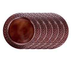 Koyal wholesale reef glass charger plates, bulk set of 4, rose gold copper foil luster rim starburst charger plates for dining table setting, wedding reception decorations, christmas tablescape. Dinnerware Plates Old Dutch Charger Plates Dinner Accent Table Antique Copper Heritage Bronze 6pc Dishes