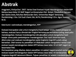 Check spelling or type a new query. Ristiya Dwi Anggraeni Variasi Soal Evaluasi Aspek Mendengarkan Dalam Rencana Pelaksanaan Pembelajaran Bahasa Jawa Kelas Vii Smp Negeri Se Ppt Download