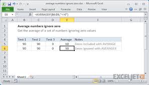 Excel Formula Average Numbers Ignore Zero Exceljet