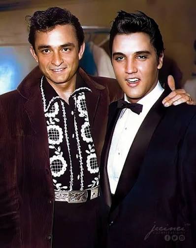 Johnny Cash and Elvis Presley in 1956.