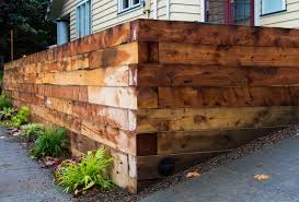 Hefty 6x6 Juniper Landscaping Timbers Were Used For This Beautiful Retaining Wall Chemical Wooden Retaining Wall Landscaping Retaining Walls Landscape Timbers