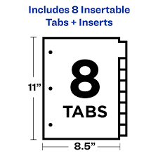 Tabs are 1.5 inches wide, and dividers fit 8.5 x 11 binders. Amazon Com Avery 8 Tab Binder Dividers Insertable Multicolor Big Tabs 1 Set 11123 Binder Index Dividers Office Products