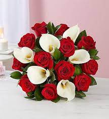 Red Rose Calla Lily Bouquet For Valentine S Day Flowers Calla Lily Bouquet Red Bouquet Wedding Red Rose Bouquet