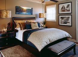 Love This Browns Navy Blue And Gold Really Rich And Still Masculine The Artwork Makes It Home Bedroom Sophisticated Bedroom Bedroom Decor Design