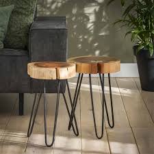 I am interested in a large round side table, but am not sure if a wood table works with a glass coffee table. Side Table Log Solid Acacia Wood Furnwise