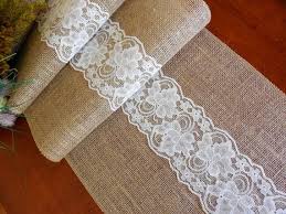 Burlap And Lace Table Runner Rustic Wedding By Daniellescorner 17 00 Burlap Lace Table Runner Rustic Wedding Table Runners Bridal Shower Decorations Rustic