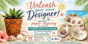 Craft Your Style: Decoupage Planter & Coastal Shell Workshop