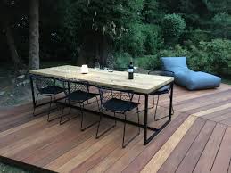 Gartentisch Aus Eiche Mass 250 X 100 Cm Umlaufendes Tischgestell Aus Rohstahl Schwarz Lackiert Terrassen Tische Terrassentisch Gartentisch
