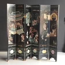 A folding room divider and privacy screen that conveniently balances fashion and function. Vintage Asian Six Panel Folding Screen 1960s 92318