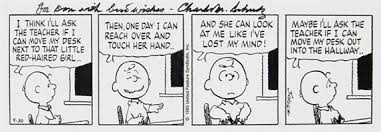 How will i support her? Charles Schulz Daily Comic Strip Charlie Brown Thinks About Approaching The Red Haired Girl Mutualart