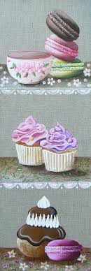 Tableau Gourmandises Avec Des Macarons Une Religieuse 2 Cupcakes Et Un Petit Bol Peintures Par Cathe Dessin Cupcake Dessin De Petit Gateau Coloriage Gateau