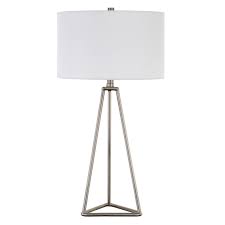 This sleek metal table lamp has the perfect blend of straight edges and rounded curves. Henn Hart Brushed Nickel Table Lamp Tl0522