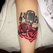 Posted by 3 years ago. Oldschool Microphone And Roses Color Tattoo By Sammy Color Colour Microphone Oldschool Roses Sammy Tat Rockabilly Tattoos Music Tattoo Designs Tattoos