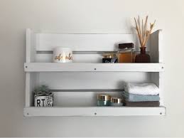 Rustic White Distressed Wood Bathroom Floating Shelf Farmhouse Decor Bathroom Wall Mounted Fixer Upper De Bathroom Wood Shelves Fixer Upper Decor Wood Bathroom