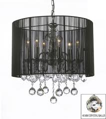 Black And Crystal Chandelier Crystal Chandelier Lighting With Large Black Shade 40mm Crystal Balls Gallery Crystal Chandelier Lighting Chrome Chandeliers Crystal Chandelier