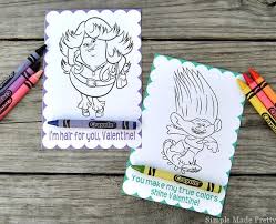 Coloring or colouring may refer to: Free Printable Trolls Movie Valentine Coloring Cards Simple Made Pretty
