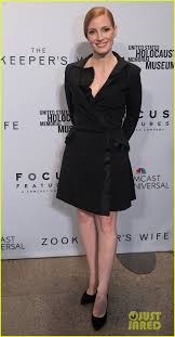 Jessica Chastain Wears Little Black Dress To Zookeeper S Wife Premiere In Washington Dc Jessica Chastain Black Dress Tuxedo Dress
