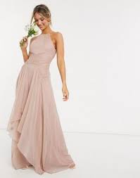 Asos Design Bridesmaid Pinny Maxi Dress With Ruched Bodice And Layered Skirt Detail In 2020 Asos Bridesmaid Dress Maxi Dress Prom Layered Skirt