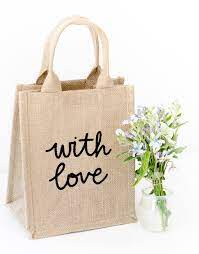 To You With Love Canvas Gift Bag Personalised Jute Bags Reusable Bags Design