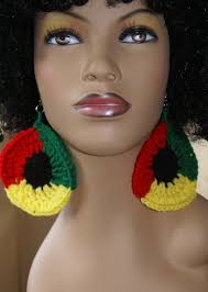 Large Crochet Earrings-rasta