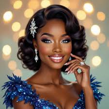 Digital portrait of curvaceous african american woman receiving award