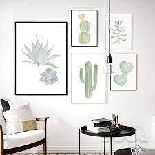 Watercolor Succulent Canvas Art Print Painting Poster Cactus Set Wall Pictures For Home Decoration Arte Murale Dipinta Immagini Murali Decorazioni Naturali