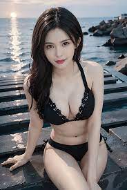 Wallpaper : Asian, bathroom, black bikini, breast, breasts, leg, ocean,  smile, sunset, sweet girl, swimsuit, window 2656x3968 - Cyber Divas -  2240822 - HD Wallpapers - WallHere