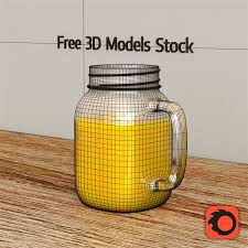 Pin By Free 3d Models Stock On Mason Mug Jar Free 3d Model Mugs Jar 3d Model