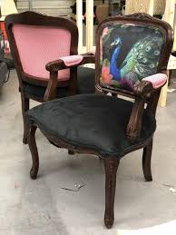 French Antique Peacock Upholstered Chairs 2 Etsy French Armchair Upholstery Wooden Bedroom Chair Reupholster Furniture
