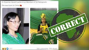 Check spelling or type a new query. Yes Chinese Born Xiaomei Havard Member Of The South African Parliament Africa Check
