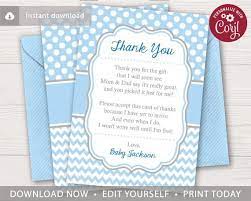 Baby Shower Thank You Card For Boys Editable Template Online Instant Download Baby Shower Thank You Cards Thank You Card Template Printable Thank You Cards