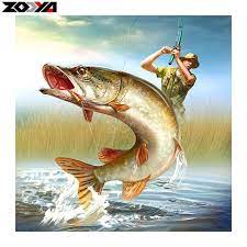 5d Diy Diamond Embroidery Fishing Men Diamond Painting Cross Stitch Full Square Rhinestone Mosaic Home Decoration In 2020 With Images Fish Painting Cross Paintings Fish Drawings