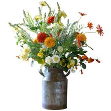 These beautiful red parrot tulips make a simple and stunning arrangement! Bloom Artificial Orange Red White Marigold Flower Arrangement Faux Silk Flowers That Look Real Rustic Wedding Flowers Decorations Artificial Foliage Marigold Flower Arrangement Centrepiece Buy Online In Saint Vincent And