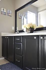 Use Semi Gloss Poly On Cabinets So They Are Cleanable But Not In Your Face Shiny Black Cabinets Bathroom Laundry In Bathroom Glamorous Bathroom Decor