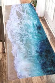 Sea Beach Print Flannel Skidproof Water Absorb Carpet Beach Bathrooms Beach Print Decor