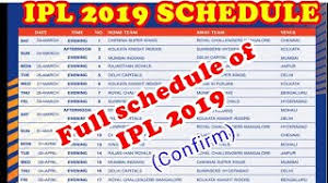 Ipl 2019 Schedule Clip Ready