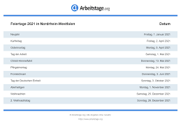 Die verfügbaren dateiformate sind pdf (adobe reader pdf) und jpg (bild). Gesetzliche Feiertage Nordrhein Westfalen 2021 2022 2023