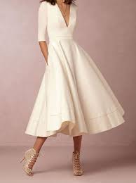 This Below The Knee Dress Is A Different Take On The Classic White One Will Surely Stand Out Ev Midi Dress Party Affordable Wedding Dresses Affordable Dresses